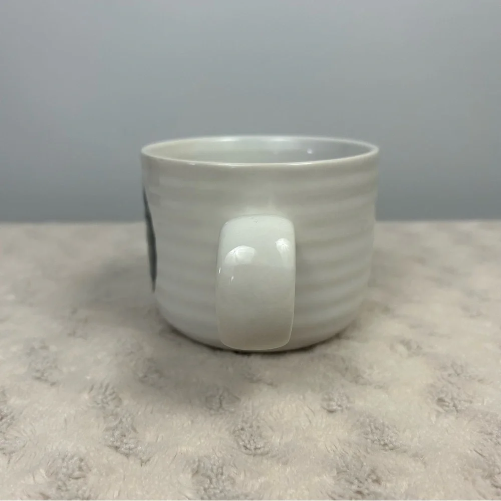 Crate & Barrel Camilla Engdahl Black Dot Coffee Mug Ribbed Circle White